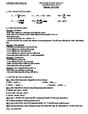 Đề cương ôn tập học kì I môn Hóa học lớp 11 - Năm học 2015 - 2016 - Trường THPT Cẩm Lệ